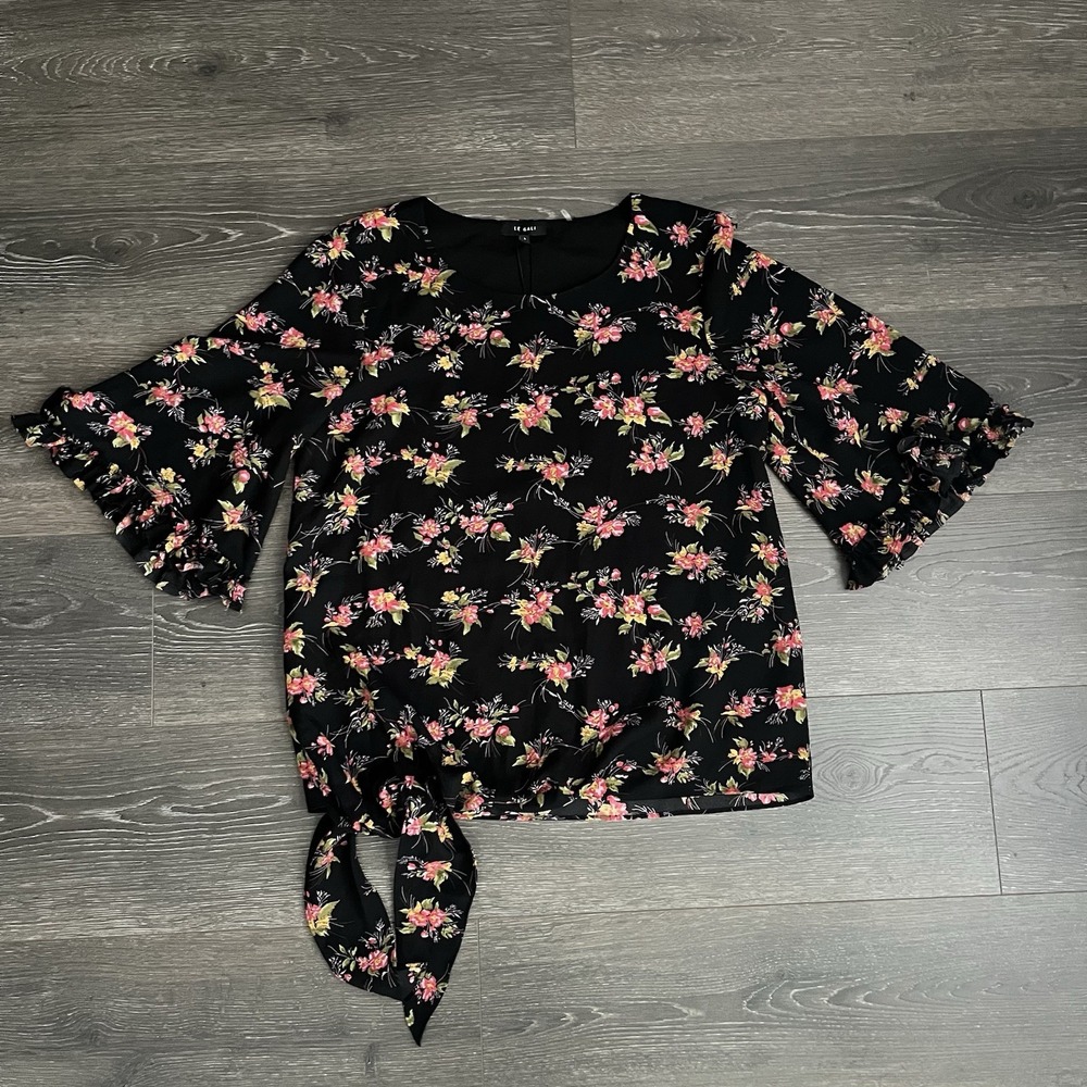 Le Gali Brooke Floral Side-Knot Blouse Ruffle Boho Sleeve Size Small Cottagecore
